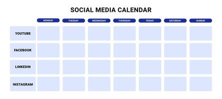 social médias calendrier modèle. Créatif affaires information La publicité vecteur