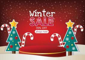 vente de saison d'hiver offre spéciale vente affichage de produit vacances vecteur