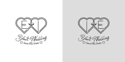 des lettres ei et c'est à dire mariage l'amour logo, pour des couples avec e et je initiales vecteur