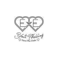 des lettres ee mariage l'amour logo, pour des couples avec e et e initiales vecteur