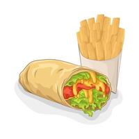 illustration de tacos et français frites vecteur