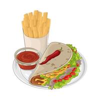 illustration de tacos et français frites vecteur