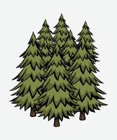 une dessin animé de une groupe de pin des arbres vecteur