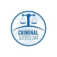 international criminel Justice journée observé chaque année dans juillet. modèle pour arrière-plan, bannière, carte, affiche avec texte une inscription. vecteur