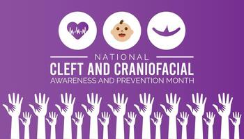 nationale fendu et craniofacial conscience et la prévention mois observé chaque année dans juillet. modèle pour arrière-plan, bannière, carte, affiche avec texte une inscription. vecteur