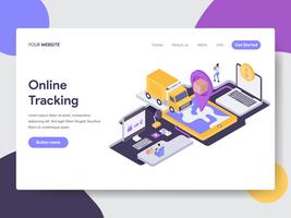 Modèle de page d&#39;atterrissage de livraison en ligne suivi Illustration Concept. Concept de design plat isométrique de la conception de pages Web pour site Web et site Web mobile. Illustration vectorielle vecteur