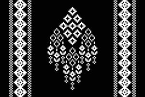 traditionnel noir ethnique motifs ikat géométrique en tissu modèle traverser point.ikat broderie ethnique Oriental pixel noir arrière-plan.abstrait, illustration. texture, décoration, papier peint. vecteur