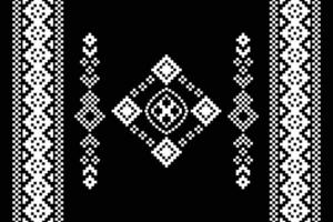 traditionnel noir ethnique motifs ikat géométrique en tissu modèle traverser point.ikat broderie ethnique Oriental pixel noir arrière-plan.abstrait, illustration. texture, décoration, papier peint. vecteur