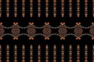 traditionnel noir ethnique motifs ikat géométrique en tissu modèle traverser point.ikat broderie ethnique Oriental pixel noir arrière-plan.abstrait, illustration. texture, décoration, papier peint. vecteur