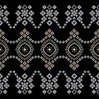 traditionnel noir ethnique motifs ikat géométrique en tissu modèle traverser point.ikat broderie ethnique Oriental pixel noir arrière-plan.abstrait, illustration. texture, décoration, papier peint. vecteur