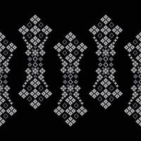 traditionnel noir ethnique motifs ikat géométrique en tissu modèle traverser point.ikat broderie ethnique Oriental pixel noir arrière-plan.abstrait, illustration. texture, décoration, papier peint. vecteur