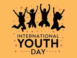 international jeunesse journée fête, amical équipe, coopération, amitié, carte avec coloré foule gens vecteur