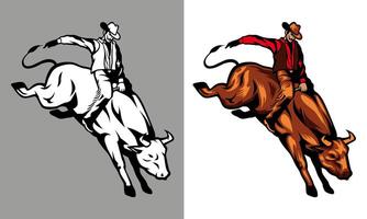 taureau cavalier. rodeo. cow-boy. Texas sport vecteur