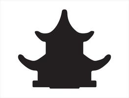 Japonais maison silhouette sur blanc Contexte vecteur