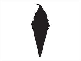 la glace crème cône silhouette sur blanc Contexte vecteur