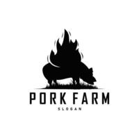 porc logo grillé porc porc Facile rustique timbre emblème bétail barbecue un barbecue ancien conception inspiration vecteur