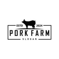 porc logo grillé porc porc Facile rustique timbre emblème bétail barbecue un barbecue ancien conception inspiration vecteur