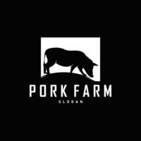 porc logo grillé porc porc Facile rustique timbre emblème bétail barbecue un barbecue ancien conception inspiration vecteur