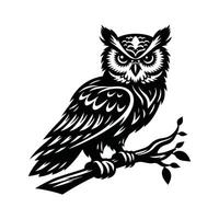 hibou animal noir silhouette avec blanc Couleur Contexte vecteur