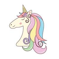 magnifique Licorne tête avec coloré crinière ou crête. mignonne enfant illustration. adapté pour autocollants, conception, garderie vecteur