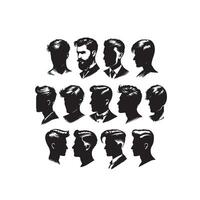 mans cheveux style ensemble silhouette. mans cheveux Couper illustration vecteur