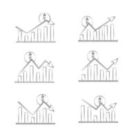 ensemble de graphique linéaire Icônes graphique avec dollar vecteur