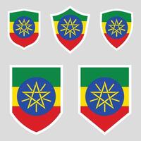 ensemble de Ethiopie drapeau dans bouclier forme Cadre vecteur
