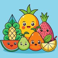 des fruits collection style bande dessinée illustration vecteur