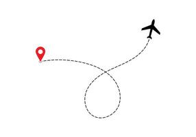 avion à pois route ligne le façon avion. en volant avec une pointillé ligne de le départ point et le long de le chemin. illustration vecteur