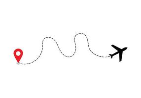 avion à pois route ligne le façon avion. en volant avec une pointillé ligne de le départ point et le long de le chemin. illustration vecteur