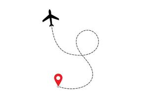 avion à pois route ligne le façon avion. en volant avec une pointillé ligne de le départ point et le long de le chemin. illustration vecteur