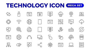 La technologie ligne Icônes. technologique et dispositif dans divers les industries. Icônes pour sites Internet, applications et Créatif contour icône. vecteur