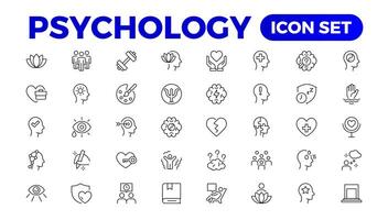 psychologie et mental ligne Icônes collection. gros ui icône ensemble dans une plat conception. mince contour Icônes paquet. vecteur