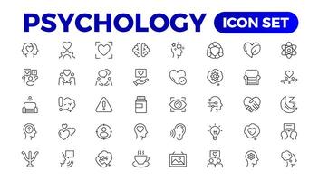 psychologie et mental ligne Icônes collection. gros ui icône ensemble dans une plat conception. mince contour Icônes paquet. vecteur