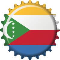 nationale drapeau de comores sur une bouteille casquette. illustration vecteur