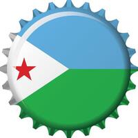 nationale drapeau de djibouti sur une bouteille casquette. illustration vecteur