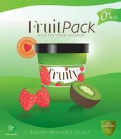 emballage de produits sains. pack naturel, sain et fruité. gaufrettes pour la protection du système digestif, du cœur et des coeliaques. pack naturel ou maquette de pot, idéal pour une vie saine vecteur