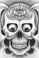 crâne tatouage conception par main dessin sur papier vecteur