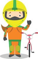 des sports dessin animé illustrations. bmx cyclisme femelle vecteur