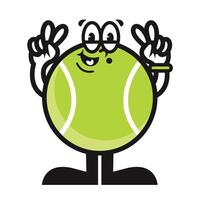 marrant dessin animé personnage de tennis balle. pouvez être utilisé comme autocollant, affiches, impressions. rétro dessin animé style. illustration vecteur