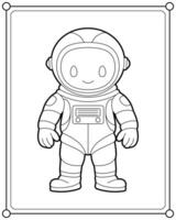 astronaute dans espace adapté pour enfants coloration page illustration vecteur