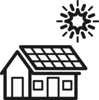 solaire panneau sur toit icône avec Soleil symbole vecteur