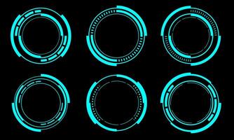 ensemble de sci Fi bleu cercle utilisateur interface éléments La technologie futuriste conception moderne Créatif sur noir Contexte vecteur