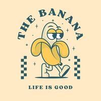 sensationnel dessin animé mignonne banane ancien style vecteur