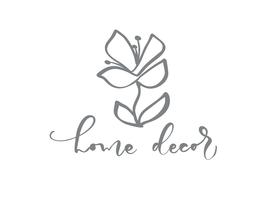 Main décor à la maison dessiné simple vecteur icône floral du logo nature fleuriste