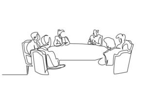 affaires la finance Bureau réunion gens parler table asseoir ligne art vecteur