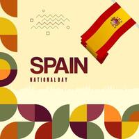 Espagnol nationale journée carré bannière dans coloré moderne géométrique style. nationale et indépendance journée salutation carte avec Espagne drapeau. Contexte célébrer nationale vacances fête vecteur