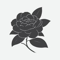 éthéré élégance, le majestueux silhouette de le camélia fleur vecteur