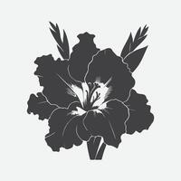 majestueux glaïeul fleur silhouette, le ultime symbole de la grâce et force vecteur