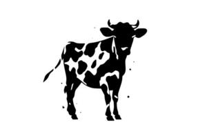 noir vache silhouette pour Viande industrie ou Les agriculteurs marché main tiré timbre effet illustration. vecteur